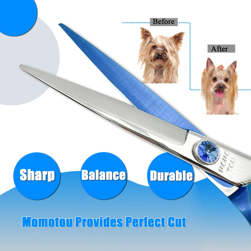7'' Dog Grooming Scissors Set Straight Thinning Curved Chunker Shears 4pcs in 1 Set with Comb Dog Grooming Scissors Kit for Dogs and Cats 7'' - PawsPlanet Australia
