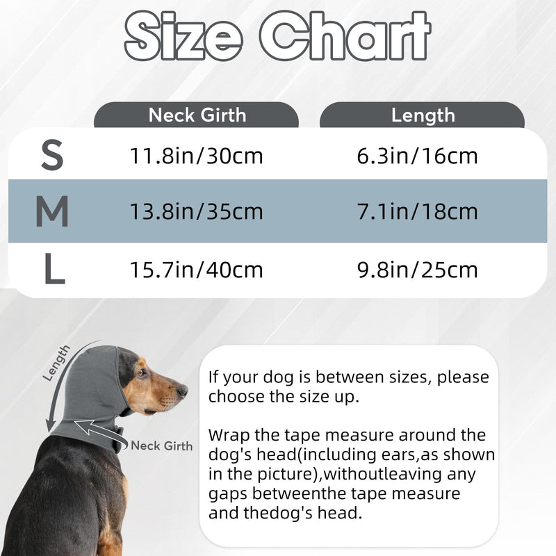 IECOii Dog Snood Ear Protectors,Dog Ear Cover,Dogs Ears Muffs Noise Protection,Dogs EarDefenders,Pet EarHeadband Muffs No Shake Head Wraps for EarHematoma Grooming Firework Force Drying,Grey,S Small（Neck circumference:11.8") Grey
