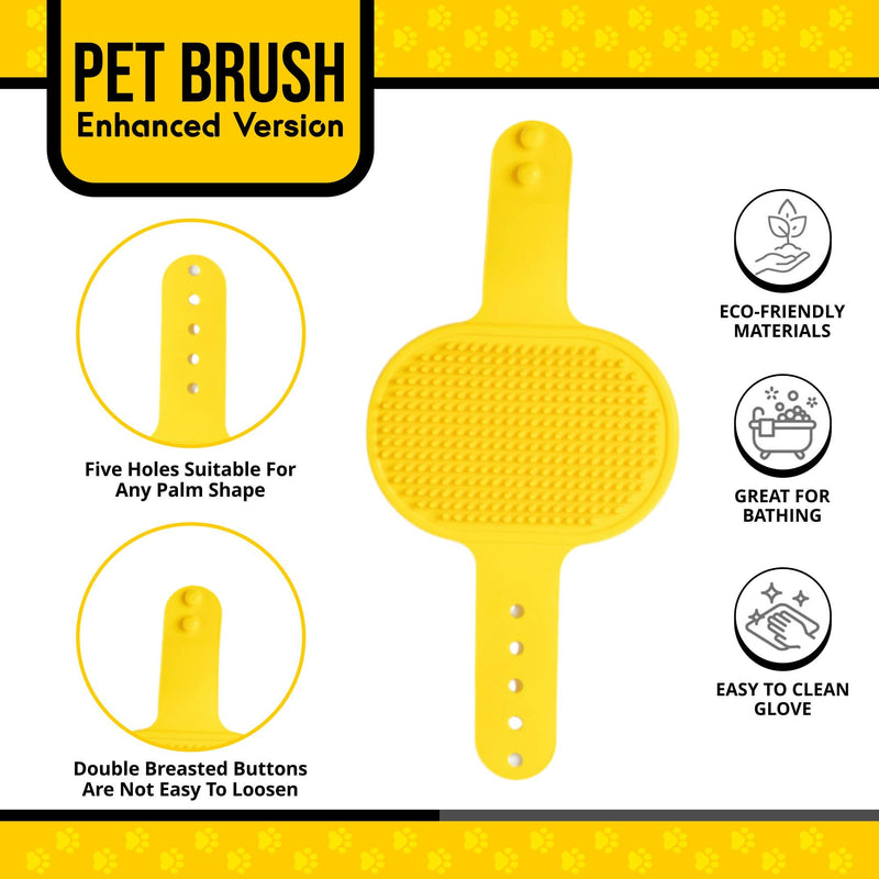 Silicone Dog Bath Brush – Soft Pet Scrubber for Bathing & Grooming – Shampoo Brush for Dogs, Cats & Puppies – Adjustable Strap – Choose from 5 Colors (Yellow) Yellow - PawsPlanet Australia
