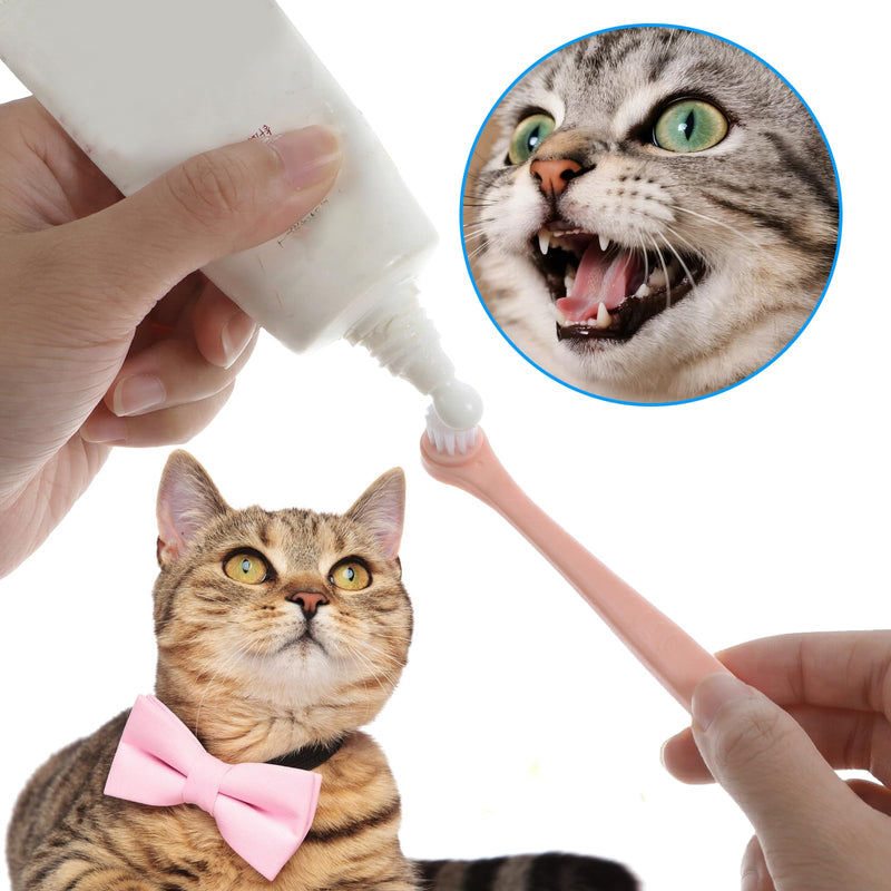 2PCS Small Dog Toothbrush, Micro Head Soft Cat Toothbrush, Kitten Tooth Brush for Easy Dental Cleaning Dental Care, Soft Bristles, Easy to Handle, Pink, Blue