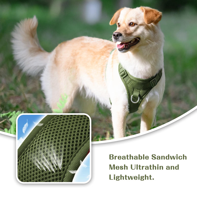 No Pull Dog Harness for Small Medium Large Dogs - Adjustable 2 Layer Mesh Dog Vest with Dual Clip, Escape Proof, Quick Release, Lightweight Breathable Mesh for Walking Hiking (Misty Green,M) M(Neck:18.5-25.6",Chest:20.9-30.7") Misty Green - PawsPlanet Australia