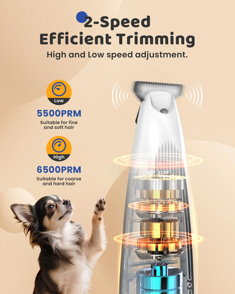 Dog Paw Trimmer with LED Light, 35dB Low Noise Precision Pet Paw Trimmer for Dogs Cats Grooming Clippers, 2 Speed Safety Electric Paw Hair Trimmer for Paws, Ears, Rump, Face, Eyes (Pink) Pink - PawsPlanet Australia
