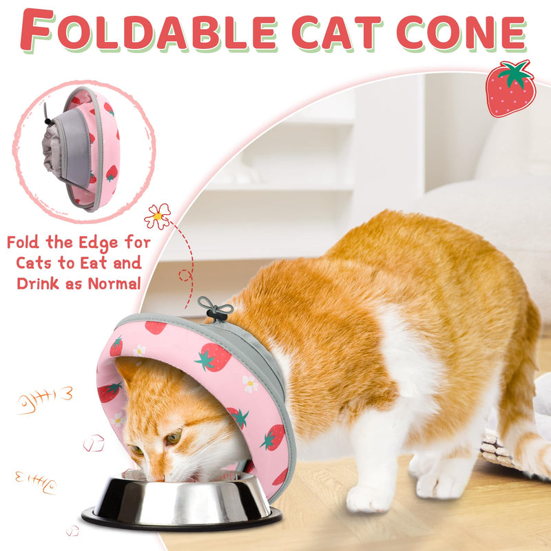 Cat Cone, Adjustable Cat Cone Collar Soft to Stop Licking, Foldable Cute Cat Cone Alternative, Water Resistant Neck Cone for Cats, Lightweight Cat Recovery E Collar for Cat Kitten（Pink，S-2 S(Neck Girth:5.5"-9.5") Pink - PawsPlanet Australia