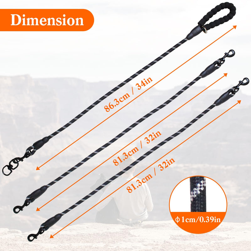 Three Dog Leash,3 Way Dog Leash,No Tangle Triple Leash for 3 Dogs,360 Swivel No Tangle Walking Leash for 3 Dogs,3 Dog Leash with Reflective for Large Medium Small Dogs (Three Leashes, Black) Three Leashes - PawsPlanet Australia