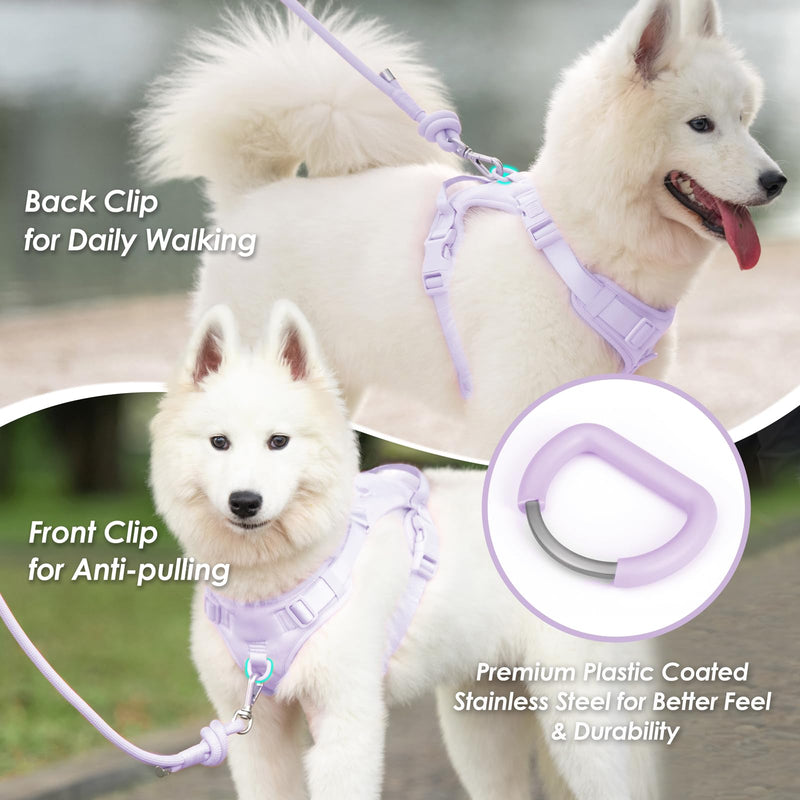 No Pull Dog Harness, Puppy Vest with Front Clip for Small Medium Large Sized Dog(Light Purple,XL) XL(Neck:24.8-38.6", Chest:29.1-45.3") Light Purple - PawsPlanet Australia