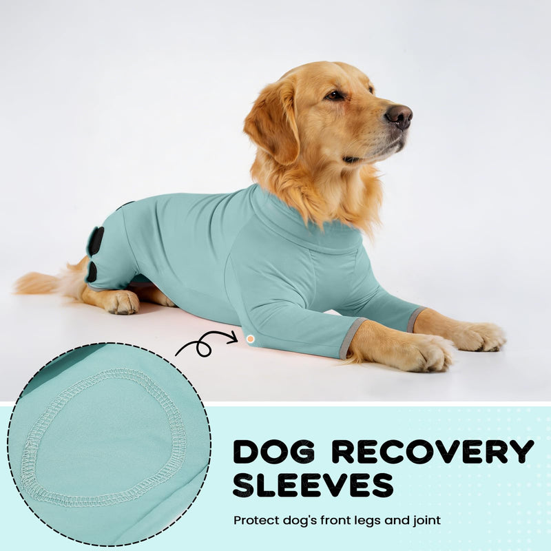 Postoperative Dog Suit, Non-Irritating Skin-Friendly Material, Anti-Licking Healing Protection, Adjustable Fit Pet Clothes, Green, L Large