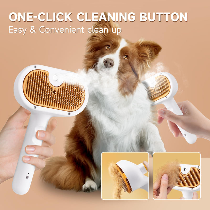 Pet Steam Brush for Dogs & Cats with Shampoo – 3-in-1 Grooming Spray Comb, Mist Massage & Defur Function, Water Spritz Deshedding Tool for Long/Short Hair, Indoor Pets (Puffease Cepillo de Vapor) - PawsPlanet Australia