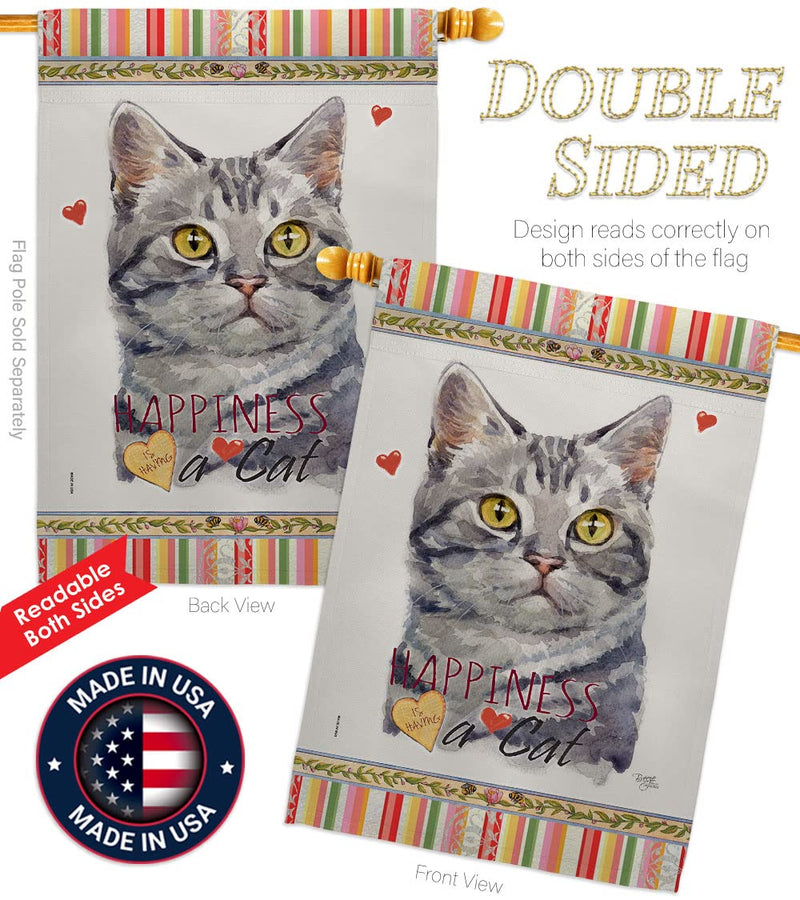 Breeze Decor Red American Short Hair Happiness House Flag-Pack Cat Kitten Meow Spoiled Paw Fur Pet Nature Farm Animal Creature Embroidery Banner Small Garden Yard Gift Double-Sided, Made in USA - PawsPlanet Australia