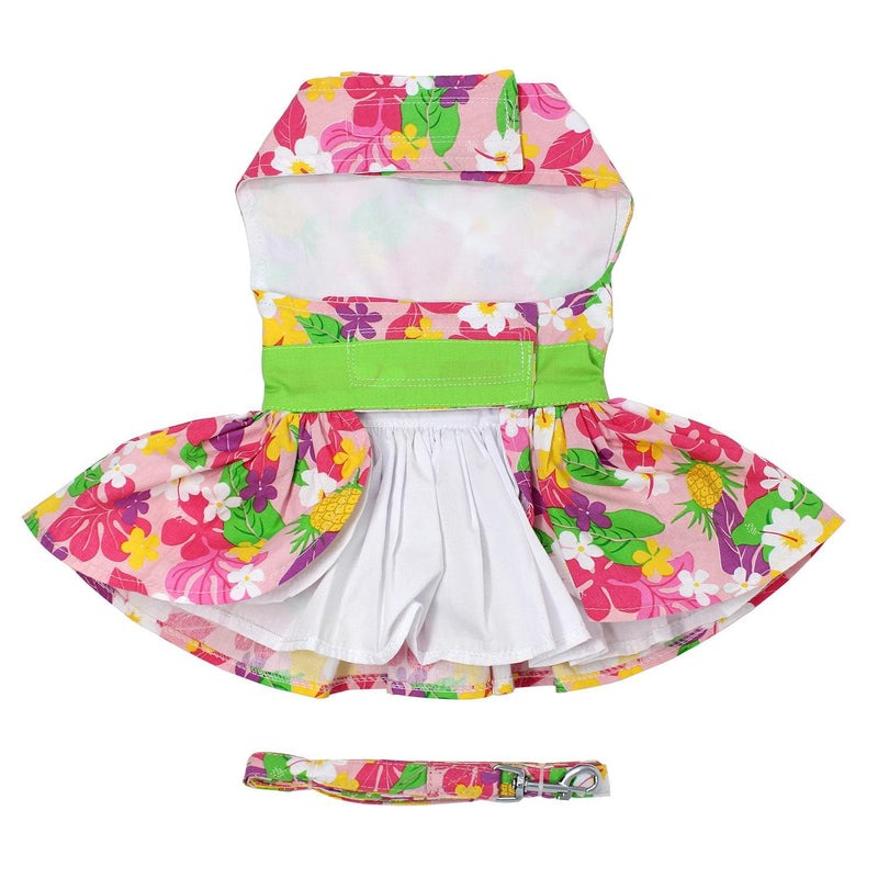 Floral Hawaiian Dog Dress in Pink with Matching Leash by doggie design X-Large - PawsPlanet Australia