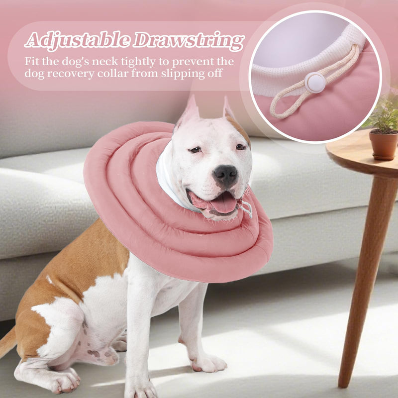 IDOMIK Dog Recovery Collar, Waterproof Soft Dog Cone After Surgery, Comfy Protective Elizabethan Collar Alternative for Dogs Cats, Adjustable Pet Neck Donut Cone Anti-Licking Biting Wounds,Pink,2XL 2XL Pink