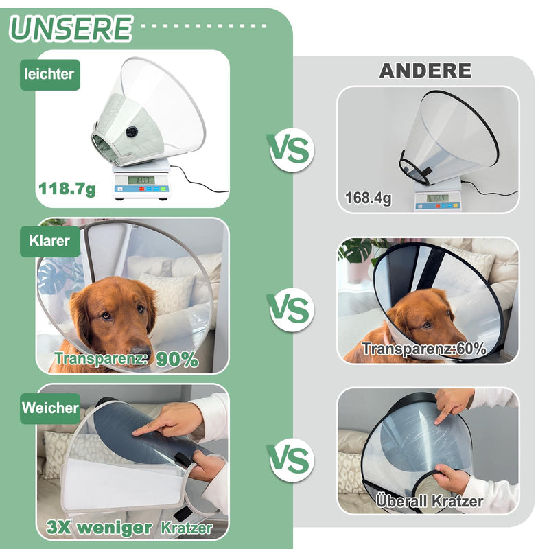 Supet Dog Collar to Prevent Licking with Soft Pad, Clear Elizabeth Recovery Cervical Collar After Surgery, Alternative Head Frill for Large, Medium and Small Dogs (Light Green, XL)