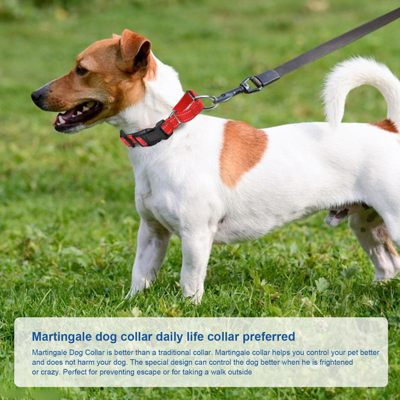 Reflective Martingale Dog Collars. Dog Collar with Quick Release Buckle. Adjustable Soft Padded Breathable Nylon Pet Collar Suitable for Puppies for Small Medium Large Dogs. M:1"Wind for 14.5"-19.5"Neck Red - PawsPlanet Australia