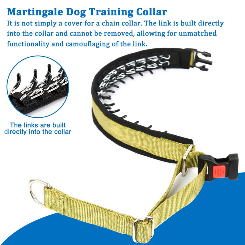 Mayerzon No Pull Dog Collar, Martingale Collar for Small Medium Large Dogs, Dog Anti Pull Collar with Buckle and Heavy Duty Nylon for Walking Training Hunting, Safe and Easy to Use Medium,2.5mm,20-Inch,14.5-18.5"Neck Green