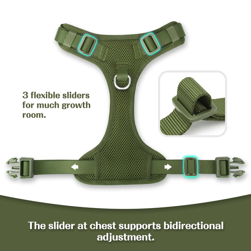 No Pull Dog Harness for Small Medium Large Dogs - Adjustable 2 Layer Mesh Dog Vest with Dual Clip, Escape Proof, Quick Release, Lightweight Breathable Mesh for Walking Hiking (Misty Green,M) M(Neck:18.5-25.6",Chest:20.9-30.7") Misty Green - PawsPlanet Australia