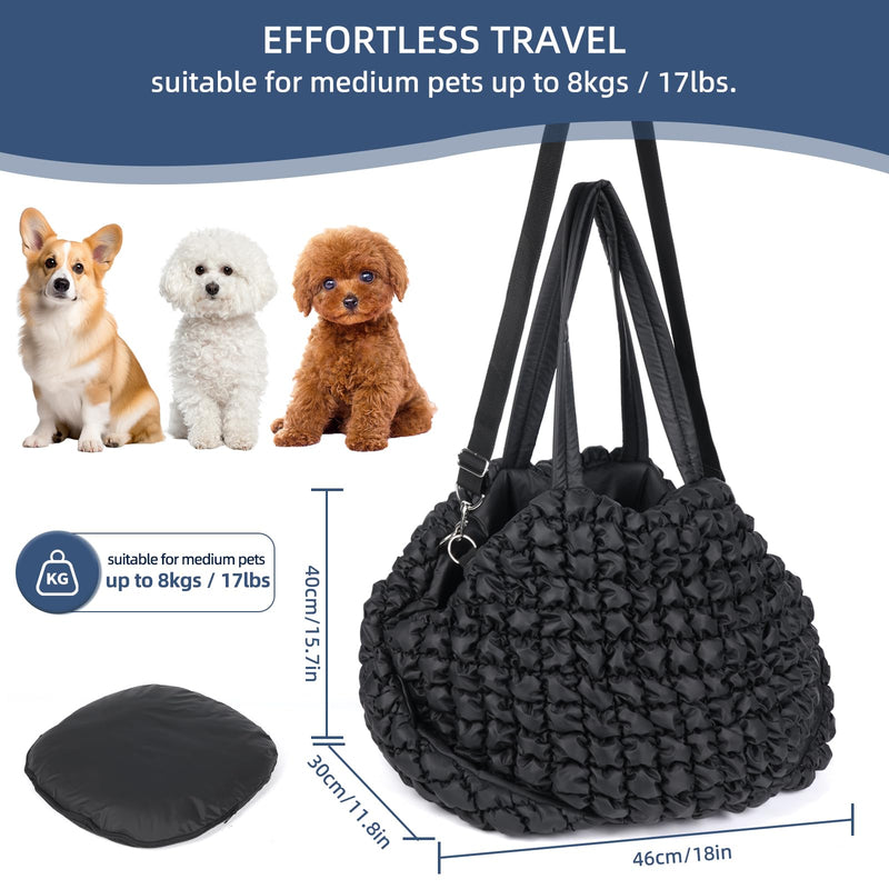 Pet Carrier Handheld and Shoulder-Carry for Dogs and Cats with Safety Leash 2-in-1 Fashion Quilted Pet Carrier - PawsPlanet Australia
