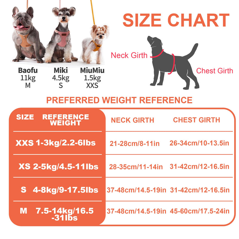 Puppytie No Pull xs Dog Harness with Multifunction Dog Leash,Soft Adjustable No Choke Escape Proof Pet Harness Vest,Orange,XS Orange XS(4.5-11lb? - PawsPlanet Australia