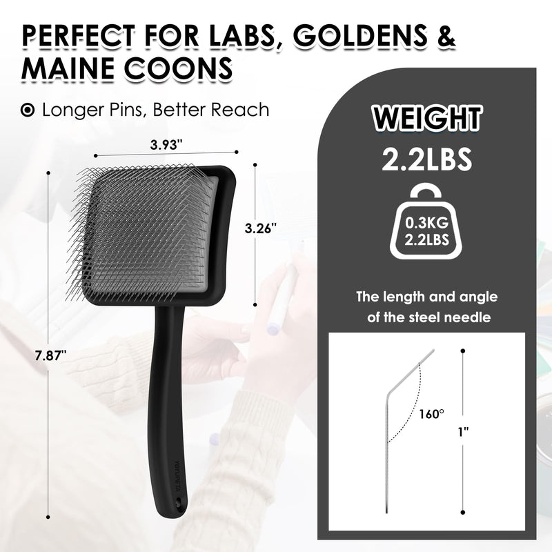 Large Slicker Brush for Dogs - 3PC Pet Grooming Kit - Undercoat Rake & Stainless Comb | Long Pins Remove Mats on Poodles, Golden, Labradoodles | Thick Coat Deshedder for Dogs, Cats, Black - PawsPlanet Australia