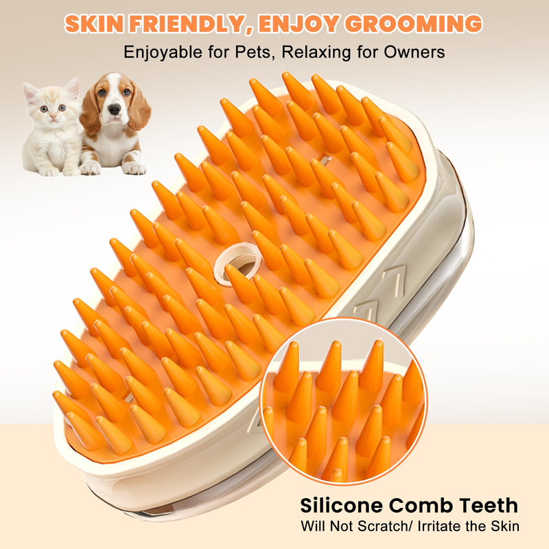 5 in 1 Cat Steam Brush for Shedding with Skin Detection, Rechargeable Pet Spray Hair Removal Comb for Cats Dogs Long Short Haired Pets, Steaming Dog Brush for Shedding Massaging Grooming - PawsPlanet Australia