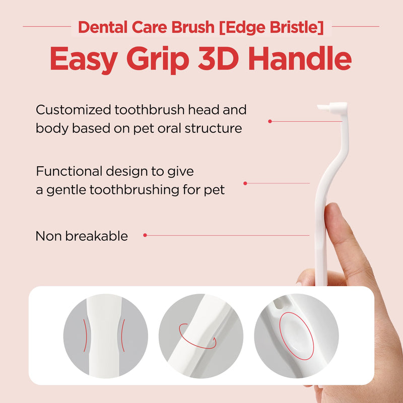 JAYU PET Dental Care Brush (Edge Bristles) 1ea - Micro Round Head Dog Toothbrush, Cat Toothbrush, Dental Care, Perfect for Kitten & Small Breed with End-tuft Diagonal-Shaped Bristle & Easy Grip Handle Edge Bristles 1 Count (Pack of 1) - PawsPlanet Australia
