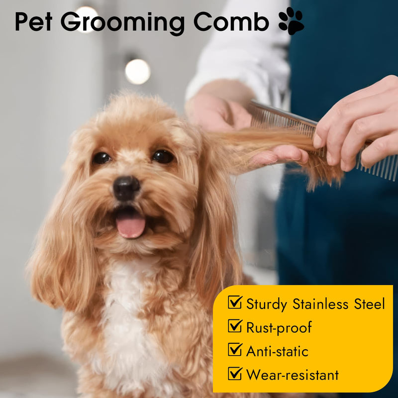 BEVTEE Dog Combs for Grooming Matting, 3 Pack Metal Comb for Pet Cat Greyhound Poodle Doodle, Removing Tangles & Knots, 6.3"/7.4" - PawsPlanet Australia