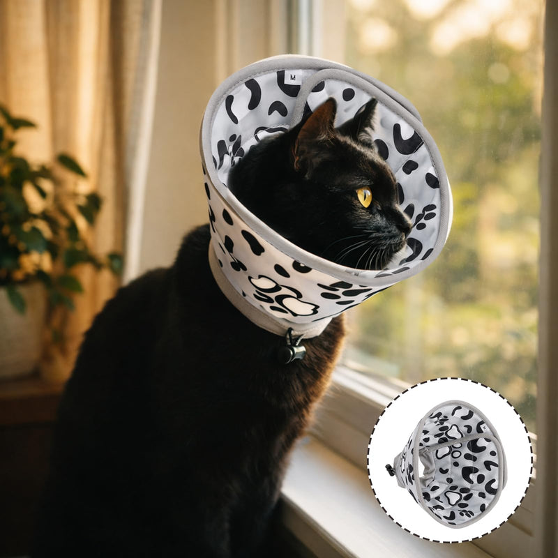Cat Collar Soft, Adjustable Soft Recovery Cat Collar, Cat Collar for Puppies, Small Dogs and Cats, Prevents Licking (Grey, M)