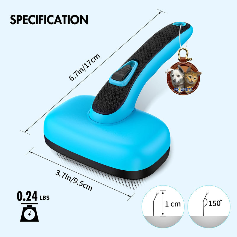 Dog Brush Kit - Self-Cleaning Slicker Brush with Bath Brush & Undercoat Rake | Deshedding Tools for Large - Small Dogs & Cats, Professional 3-in-1 Pet Grooming Set for Heavy Shedding, Blue - PawsPlanet Australia