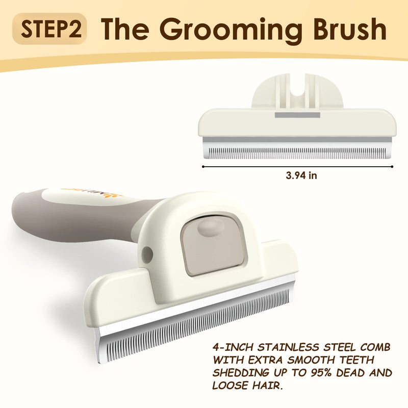 Professional Deshedding Dog Brush Grooming Kits, for Long-Haired Dogs and Cats - Dog Deshedding Brush and Slicker Brush Set 3 in 1 Gift Box for Long Hair Pets like Golden Retriever Professional Grooming Set