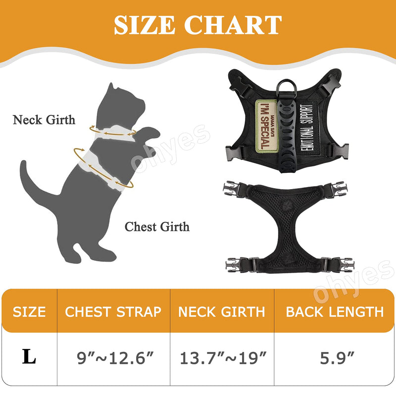 Tactical Cat Harness and Leash for Walking,Escape Proof Soft Adjustable Pet Vest Harness for Large Cat,Breathable Mesh Small Dog Black - PawsPlanet Australia