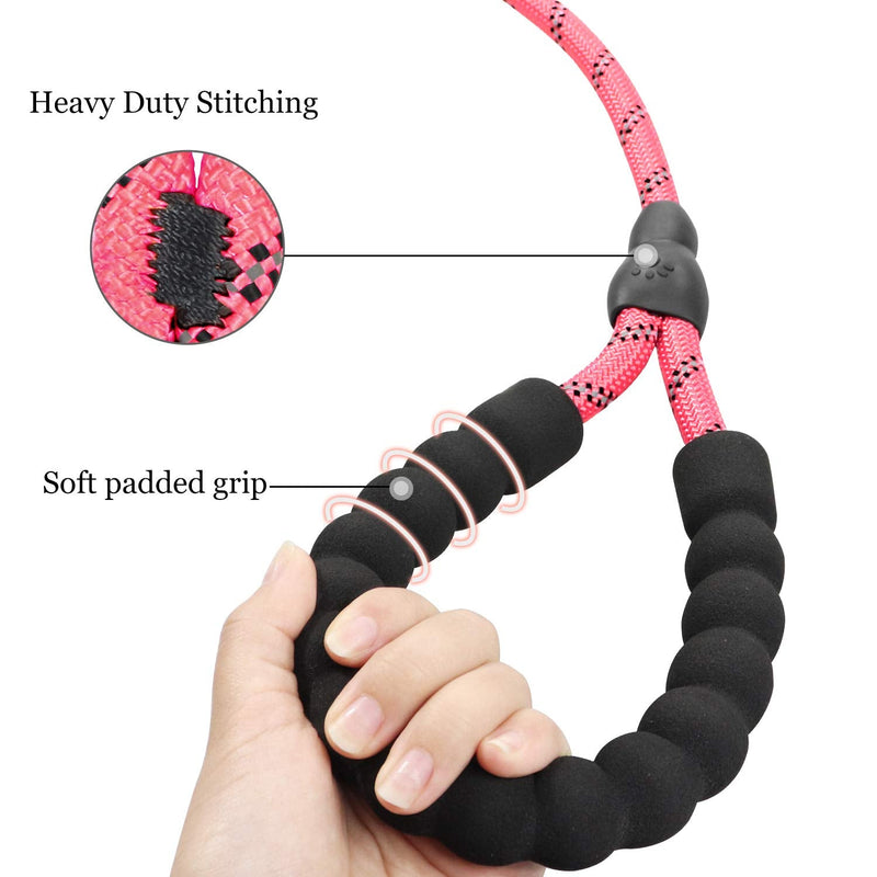 TagME Slip Leads for Dogs, 6 FT Heavy Duty Slip Leash with Padded Handle, Strong Rope No Pull Pet Training Leash for Medium Dogs,Pink M-3/8"x6'(50-110lbs) Pink - PawsPlanet Australia