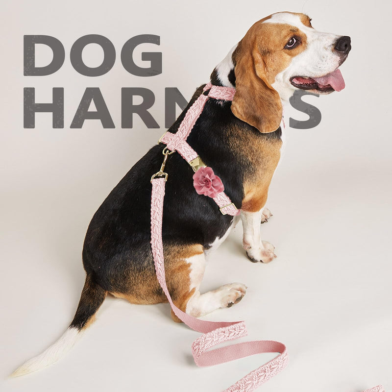 Pink Big Dog Harness Set Lightweight Pet Wedding Birthday Party Harness with Leash & Handle for Medium Large Dogs L Pink Harness Set