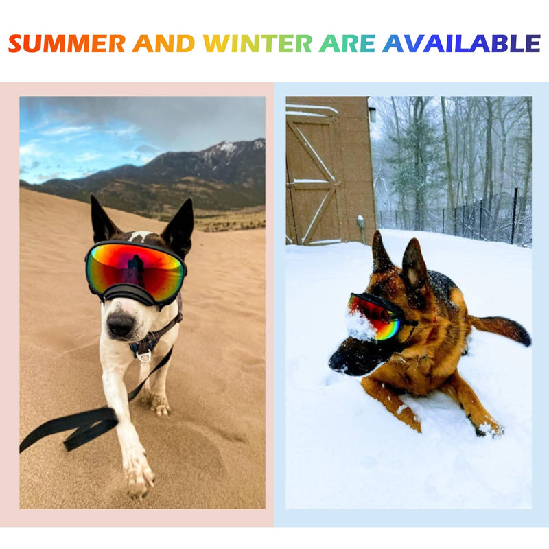 Dog Sunglasses,Doggles Anti-UV Protection, Pet Sunglasses with Adjustable Strap, Suitable for Motorcycle Car Driving Bike Riding Hiking Swimming Wind Dust Fog Dog Eye Protection ArmyGreen frame, Red lenses