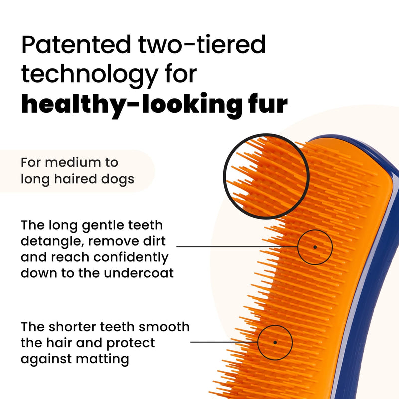 Tangle Teezer | Pet Teezer | Detangling and Dog Grooming Brush | Dry Brush or Dog Bath Brush | Navy & Orange L - PawsPlanet Australia