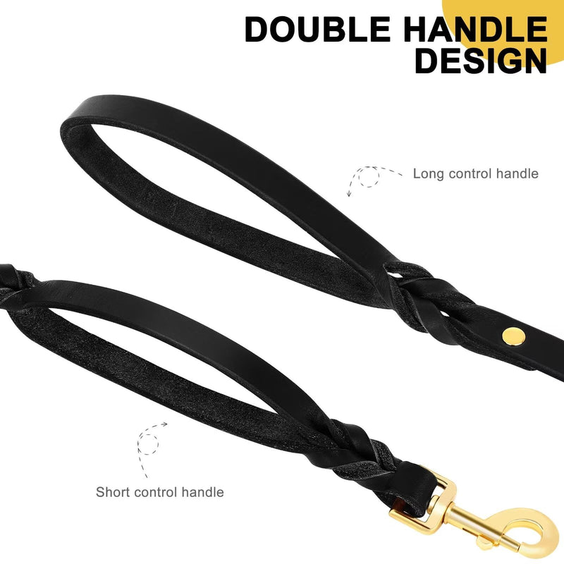 Black Leather Dog Leash - Braided Leather Dog Leashes - Dog Training Leash - Heavy Duty Military Grade Training & Walking 6 ft by 3/4 in (180cm 1.8cm) 3/4"*6' Black