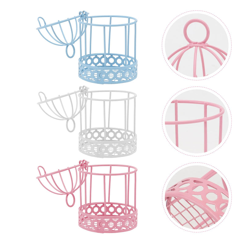 Metal Wall Hanging Bird Cage Mini Desktop Storage Decor Hollow Iron Bird Cage Organizer Home Office Desktop Decor 3pcs Tealight Holder - PawsPlanet Australia