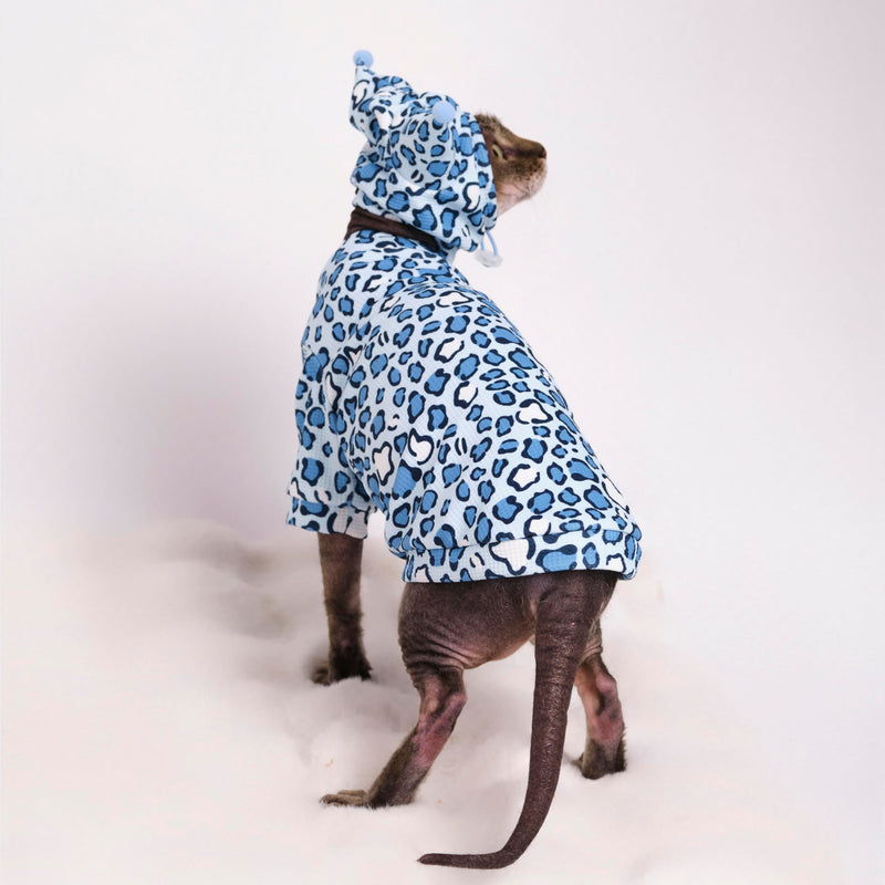 Sphynx Cat Clothes, Cat Suit with Hat and Sweatshirt, Full Set for Hairless Cats, Cornish Rex and Devon Rex (Blue Suit, S(2-3.5lbs)) Blue Suit S(2-3.5lbs) - PawsPlanet Australia