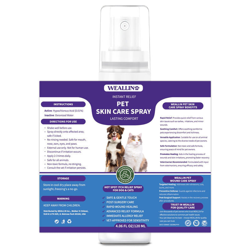 Hot Spot Itch Relief Spray for Dogs & Cats, Hot Spot Treatment for Dogs Itch Relief Spray for Dogs, Pet Treatment Spray for Itchy, Irritated Skin, Allergy, Rashes, Wound Care(8.12 Fl Oz) 8.12 OZ