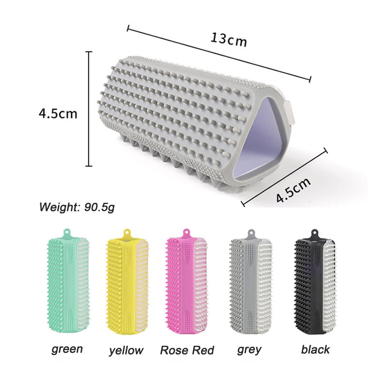 Pet Bath Brush, Suitable for Massage, Grooming, and Hair Removal for Cats and Dogs, Made of Skin Friendly Silicone Material, Deeply Cleanses and is Easy to Wash on Three Sides (rose red) rose red - PawsPlanet Australia
