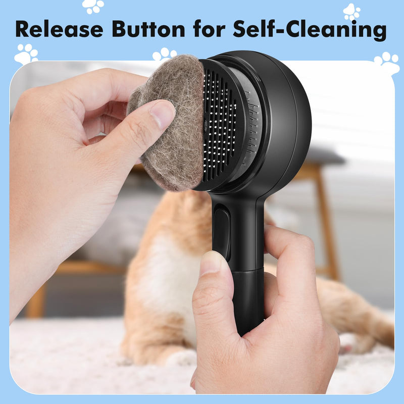 Cat Steam Brush with 2 Steam Modes for Cats Dogs Shedding, Low Noise Pet Hair Brush with One Release Button Cool Mist for Indoor Cats Black - PawsPlanet Australia