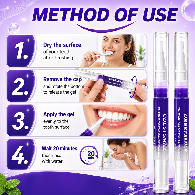 3-Piece Teeth Whitening Pen, Bleaching Teeth, Teeth Whitening Pen, Clean Your Teeth, For Coffee and Tea Stains, Enamel Safe, A White Smile