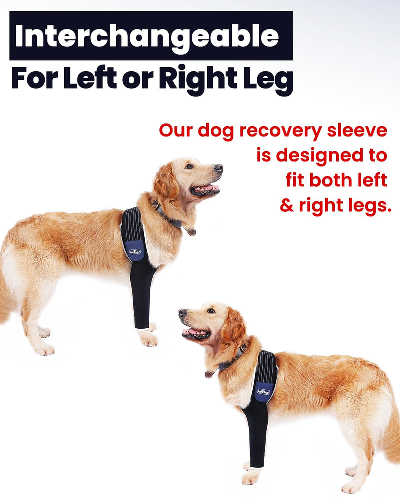 Dog Leg Sleeve, Medical Dog Cone Alternative, Shoulder Protect Sleeve for Dogs with Strechy Adjustable Elastic Band, for Hot Spots, Wounds, Bandages, Prevent Licking Elbow Brace Protector Large