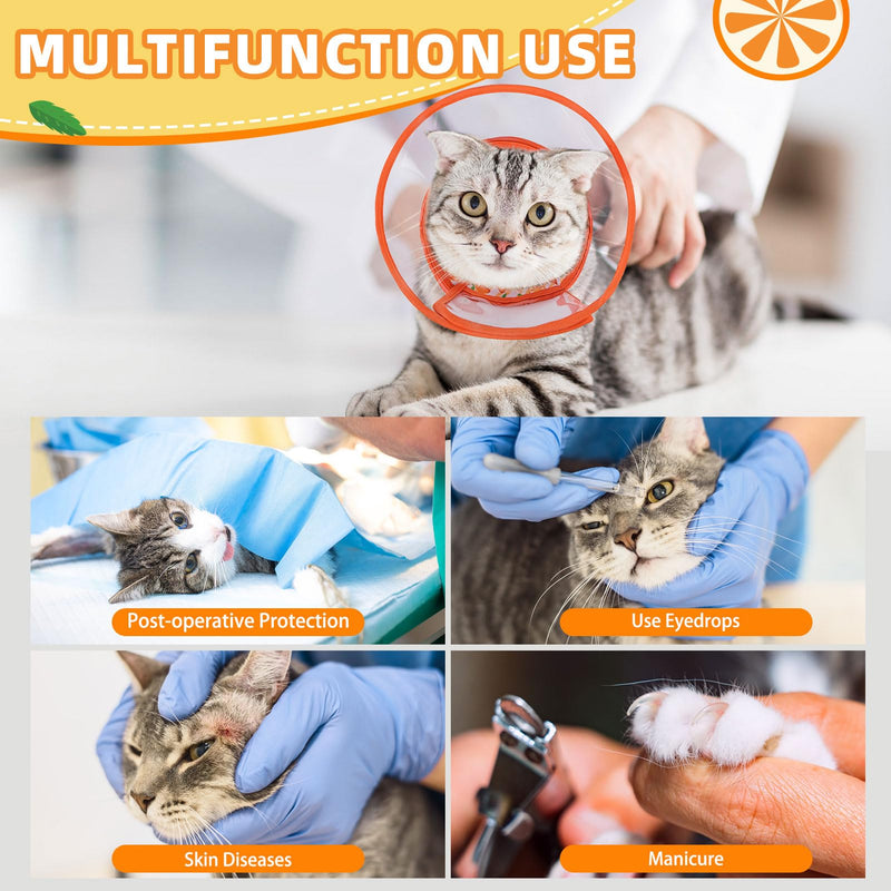 PUPTECK Cat Cone Collar Soft for Neck, Cat Recovery Collar to Stop Licking After Surgery, Adjustable Elizabethan Pet Collar for Small Medium Cats Kittens, Orange, S - PawsPlanet Australia