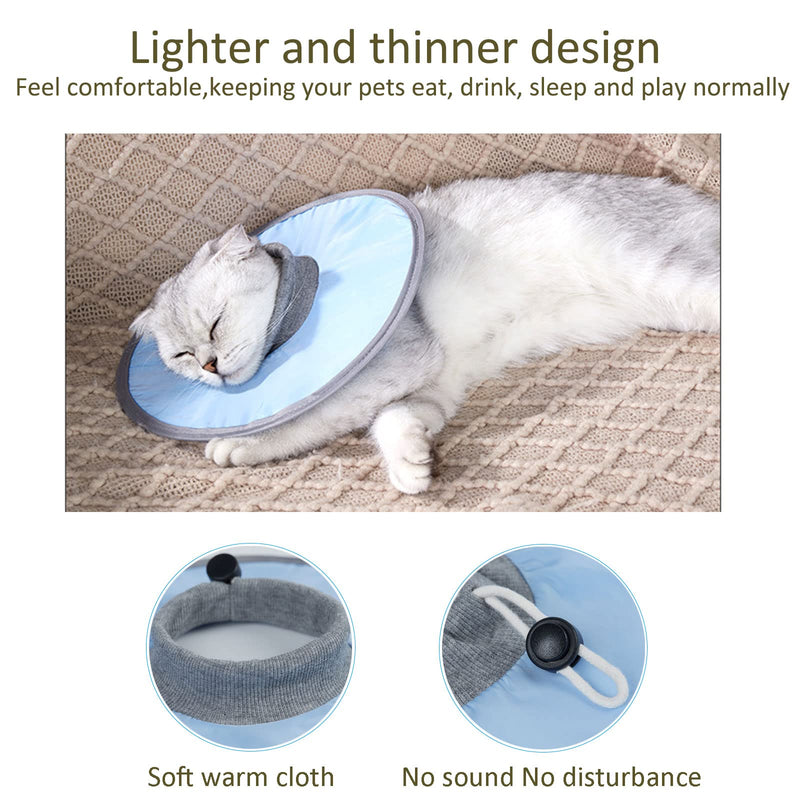 Waterproof Cat Recovery Collar, Adjustable Pet Cone Collar, Protective Cat Neck Cones to Stop Licking Wounds, Lightweight Kitten Cones After Surgery, Elizabethan E Collar for Cats, Small Dog, Puppy Medium blue