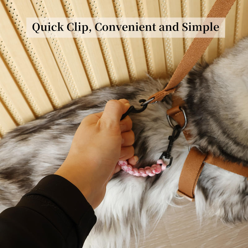2 PCS Dog Collar Safety Clips, Backup Clip Connector, Prong Collar, Dual Clasps Rotating Buckle for Small and Medium Dogs (Pink) Pink Cord - PawsPlanet Australia