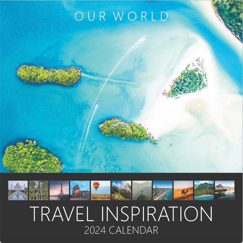 Our World Travel Inspiration Wall Calendar 2024 - Family Planner & Daily Organiser with Monthly Travel Calendar Image - Slim Design 2024 Wall Planner - PawsPlanet Australia