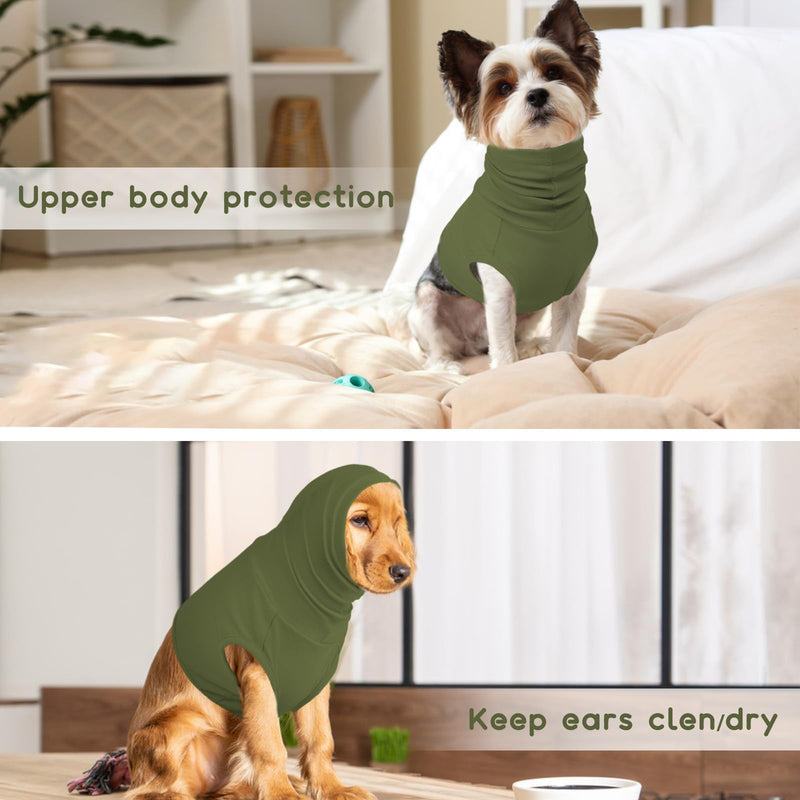 PUMYPOREITY Cat Neck Wound Protector, Cat Neck Recovery Covering Suit, Snood For Dog To Protect-Neck, Prevent Pet From Scratching The Stitches(Army green, XS) Army green