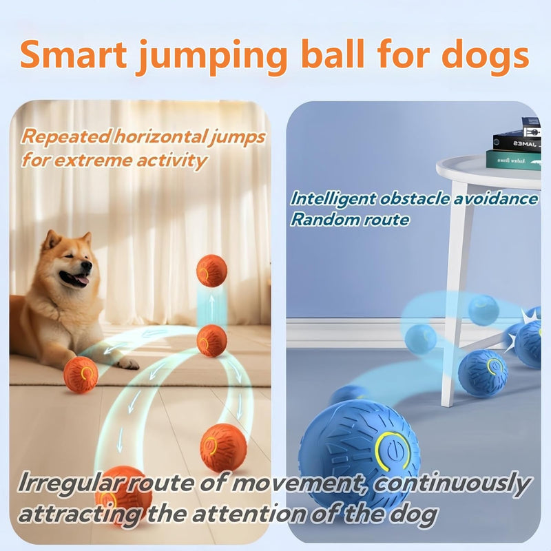 Interactive Dog Ball, Activated Automatic Rolling Ball for Dog, Self Moving Vibrating Smart Jumping Automatic Moving Bouncing and Rotating Balls for Pets (Blue/Orange) Blue/orange - PawsPlanet Australia