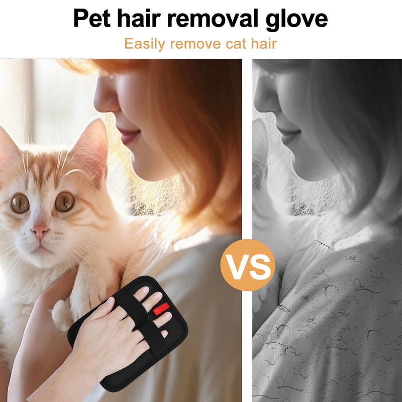 Pet Hair Removal Glove, Electrostatic Pet Hair Removal Gloves, Cat Comb, Dog Comb, Washable Reusable Dogs Cats Hair Gloves for Furniture, Bed, Sheets, Couch, Clothes, Carpet, Car Seat, Curtain 2 - PawsPlanet Australia