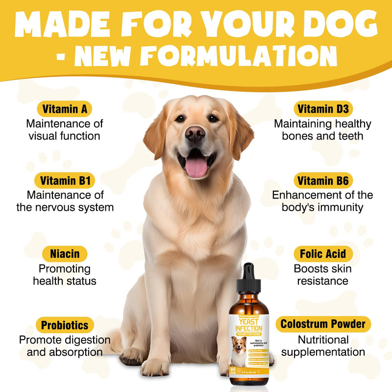 Yeast Infection Treatment for Dogs,Dog Ear Infection Treatment,Itchy Ear,Skin&Allergy Symptoms Relief-Reduces Inflammation&Relieves Irritation,Dog Supplement Drops with Multivitamins Probiotics 2 Pack - PawsPlanet Australia