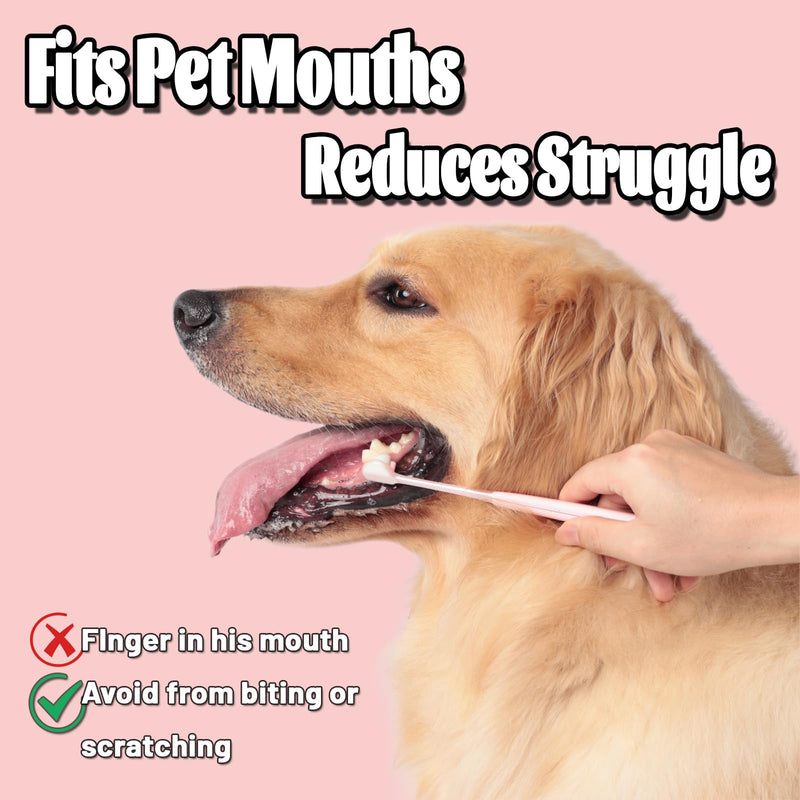 E.M&S.T by Emmeliestella Dog Toothbrush Teeth Cleaning Kit，Three-Sided，Dental Plaque Removal，Oral Hygiene，Freshen Dogs Breath，Reduce Tarta，Extra Soft Bristles, Independent Packaging, Blue&Pink 3PCS - PawsPlanet Australia