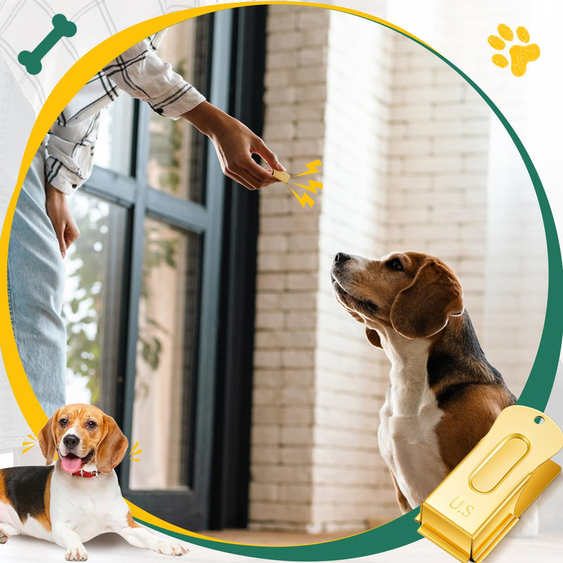 2 Pieces Brass Pet Training Clicker Signaling Cricket Clicker Metal Dog Clicker for Puppy Cats Trainer Pet Owners (Gold) Gold - PawsPlanet Australia